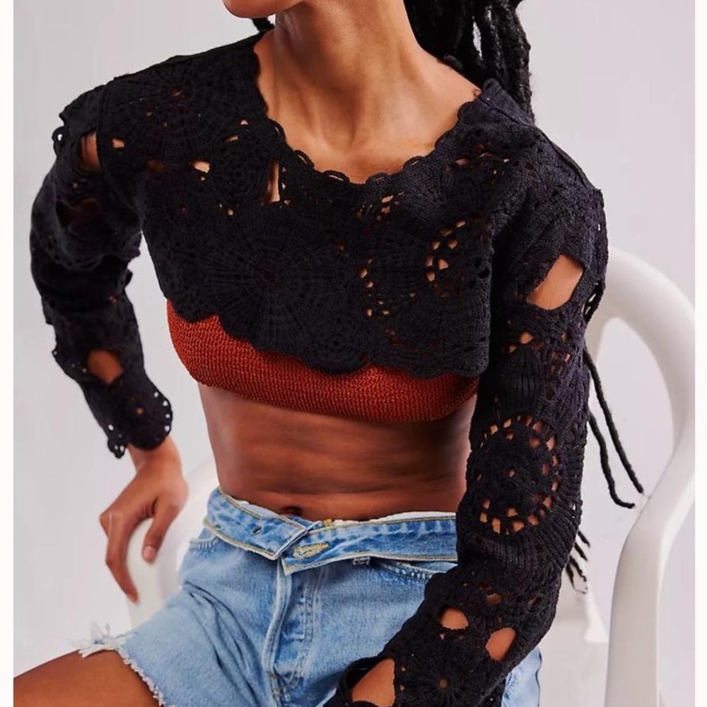 NWOT Free People Crochet Bolero Top